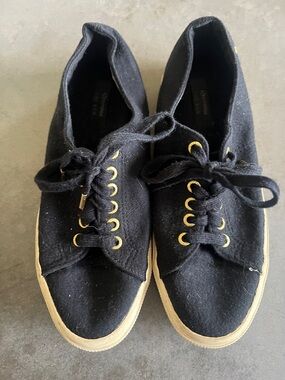 The Row for Superga Navy Sneakers with Gold Eyelets and Tan Sole